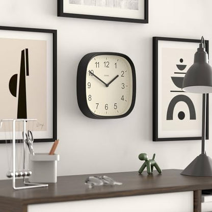 JONES CLOCKS® Sprite wall Clock | Modern Square Clock | 10" | Black - color: Black