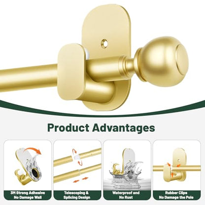 USFOOK Gold Curtain Rods No Drilling 16 to 30 Inch, 2 Pack - color: Gold, size: 16-30"(2 pack)