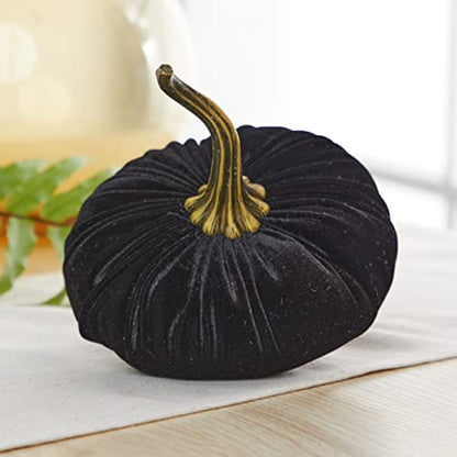 Your Heart's Content Black 6.25 inch Velvet Pumpkin (Black) - color: Black