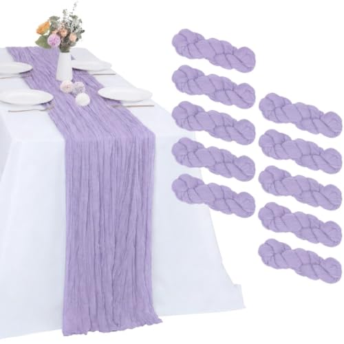10 Pack Lavender Purple Cheesecloth Table Runner 17 x 108 Inch - color: Lavender, size: 10Pcs - 9 Ft