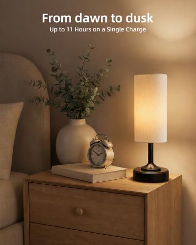 EZVALO Dimmable Cordless Table Lamp, Small Ambient Light with Timer - color: Black