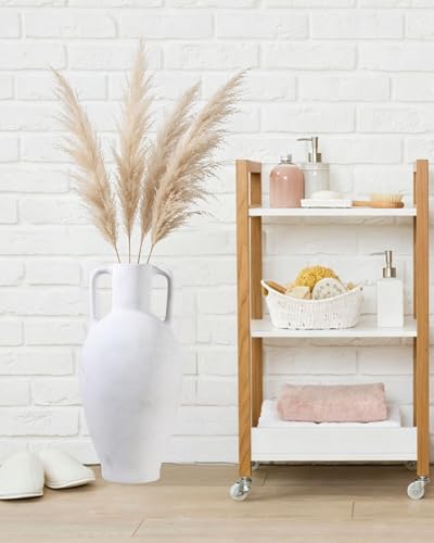 UPWOIGH 20in Ceramic Floor Vase with Handles - color: Off-white, size: 20''