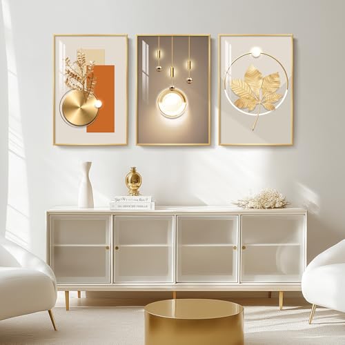 Large Framed Modern Luxury Wall Art for Living Room, 3 Piece 24x36 In - color: Luxury Gold, size: 24" W x 36" H x 3 pieces