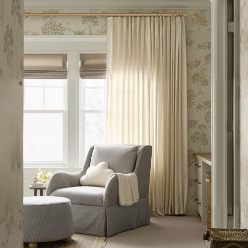 RYB HOME Curtain Rod for Windows, Gold Heavy Duty 1 Inch Steel Leaf Finial - color: Gold, size: 72-144"