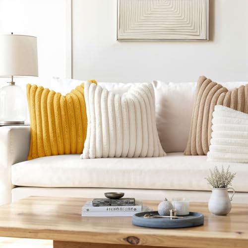 MIULEE Faux Fur Decorative Throw Pillow Covers 16x16 Set of 2 Cream White - color: Cream White, size: 16" x 16" (Pack of 2)