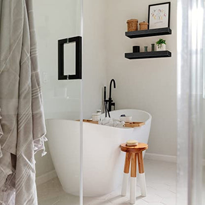 QEEIG Bathroom Floating Shelves for Wall (Black, Set of 2, 15.7") - color: B. Black, size: 15.7"