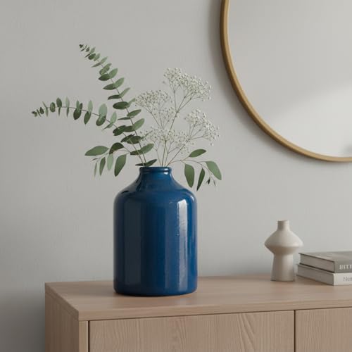 Sunddo Blue Ceramic Vase, 8 Inch - color: Dark Blue, size: 8 inch
