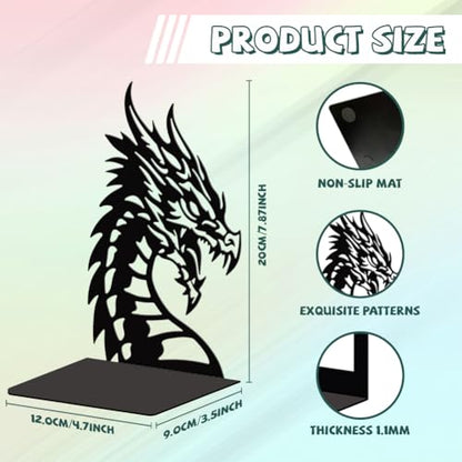 Peacoblue 5.3"x4.3"x7.9" Metal Bookends, Heavy Duty Book Ends for Shelves - style: Dragon Head