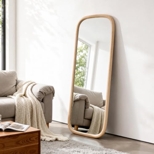 18x48 Inch Oval Full Length Wall Mirror Oblong Wood Frame Floor Mirror