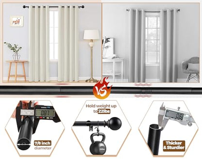 KAMANINA Black 2 Pack Curtain Rod 32 to 58 Inch with Round Finials - color: Black, size: 32-58"(2 Pack)