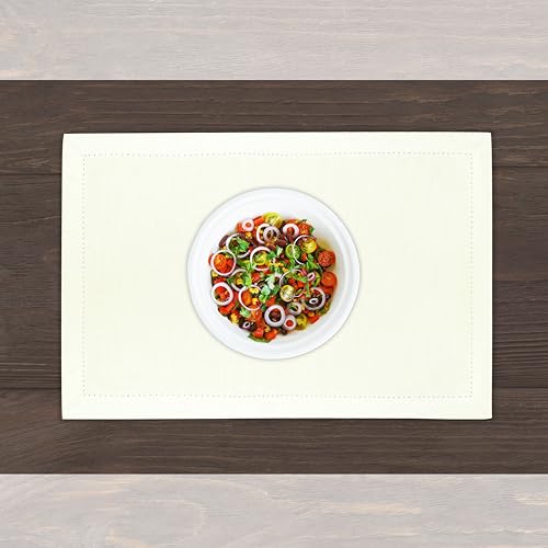 Urban Villa Two Tone Placemat Cotton Tablemat 14x20 (Set of 6) Ivory - color: Ivory, size: 14" x 20"