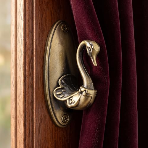 Veemoon 1 Pair Vintage Swan Curtain Holdbacks Swan Curtain Holdbacks