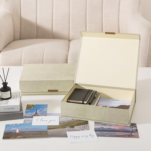 Soul & Lane - Letter Keepsake Box, Magnetic Lid, Set of 2, Ash Green - color: Ash Green