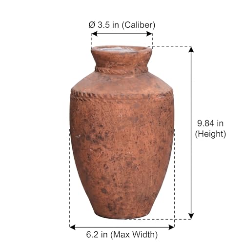 Terracotta Vase, 10 Inch Large Ceramic Flower Vases Rustic Farmhouse Pottery Vase for Home Decor Fireplace Entryway Kitchen Living Room Shelf Mantle Table Decor Brown - color: Brown, size: 10 Inch
