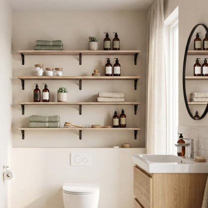 YGEOMER 47.2 in Floating Shelves for Wall, Light Carbonized Brown Set of 4 - color: Light Carbonized Brown, size: 47.2 inches