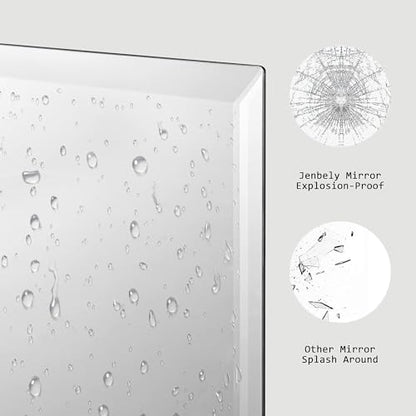 30x36 Inch Rectangle Frameless Mirror, Beveled Bathroom Mirror - size: 30"L x 36"W