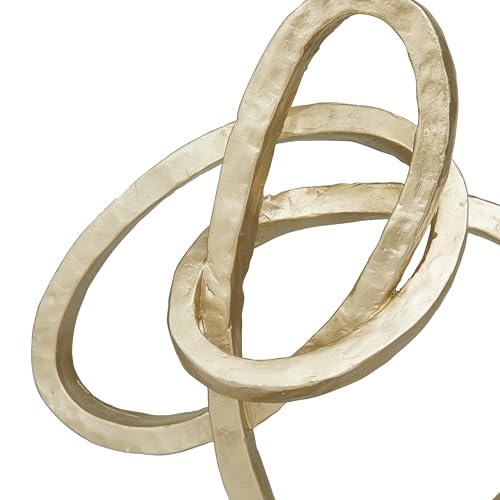 Deco 79 Polystone Abstract Decorative Sculpture Link Home Decor Statue with Black Base, Accent Figurine 11" x 4" x 17", Gold - size: 11" x 4" x 17"