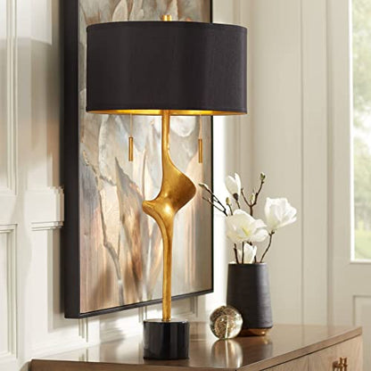 Athena 35 1/2" Large Table Lamp Gold Leaf Skinny Sculptural Mid Modern