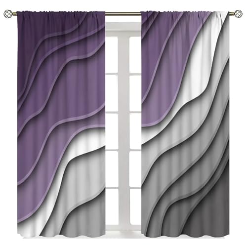 Purple Grey Ombre Curtains, Modern Geometric Abstract Pattern Texture Window Treatments for Kitchen Bedroom Living Room 2 Panel Sets,42x45 Inch Decor - color: Geometric-4, size: 21"W x 44.5"L (Pack of 2)