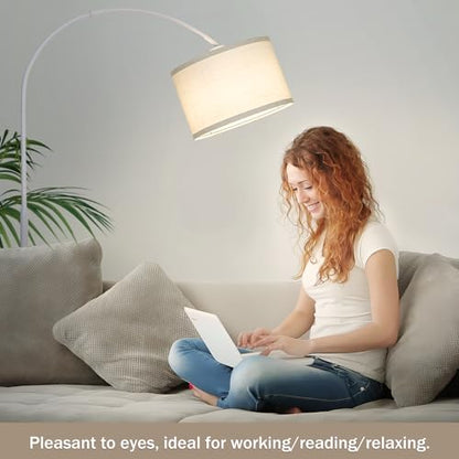 Dimmable Arc Floor Lamp，Standing Lamp with White Adjustable Hanging Shade - color: White