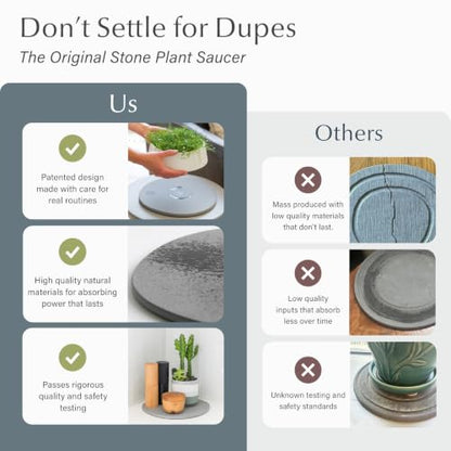 Dorai Home Stone Plant Pots Saucer Set 11.8" - Diatomite Water-Absorbing Trays for Indoor Plants, Ideal for Shelves & Floors | Pack of 2 Large