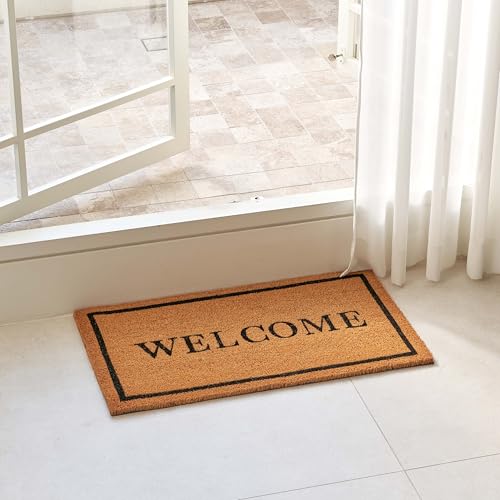 KANKUN Coco Coir Door Mat with Heavy Duty Backing, Welcome Doormat (17" x 30"), Doormat Entrance (Welcome2-2Pack) - color: Welcome2 - 2pack