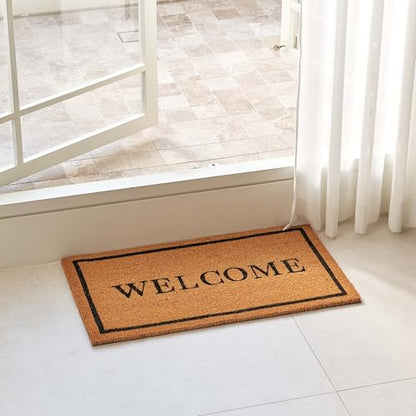 KANKUN Coco Coir Door Mat with Heavy Duty Backing, Welcome Doormat (17" x 30"), Doormat Entrance (Welcome2-1Pack) - color: Welcome2 - 1pack