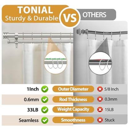 TONIAL 1 Inch Double Curtain Rods for Windows, 36 to 72 Inch, Silver - color: Silver, size: 36-72"