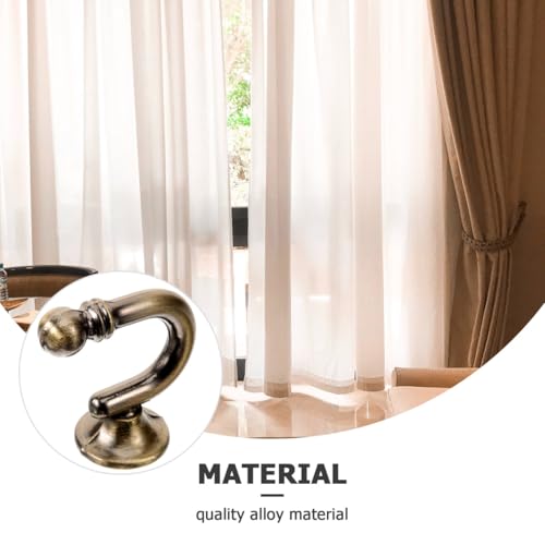 GARVALON Vintage Zinc Alloy Curtain Holdback Hooks, E-Shaped Round Head Wall Mounted Drapery Tiebacks for Living Room and Bedroom, Antique Bronze Finish, 1 Pair Window Curtain Holders