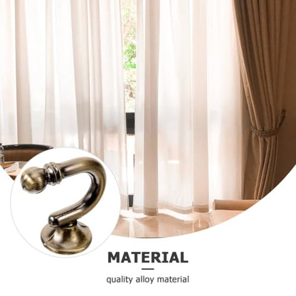 GARVALON Vintage Zinc Alloy Curtain Holdback Hooks, E-Shaped Round Head Wall Mounted Drapery Tiebacks for Living Room and Bedroom, Antique Bronze Finish, 1 Pair Window Curtain Holders