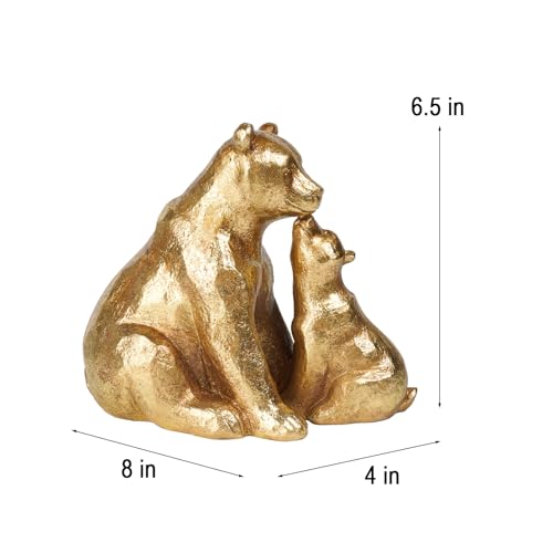 Guichifun Kissing Bear Statues Gold Mother and Baby Resin Figurines - color: Gold-bear