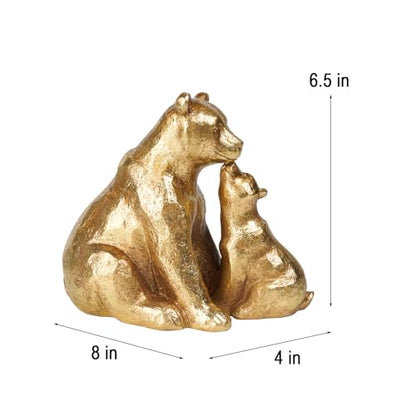 Guichifun Kissing Bear Statues Gold Mother and Baby Resin Figurines - color: Gold-bear
