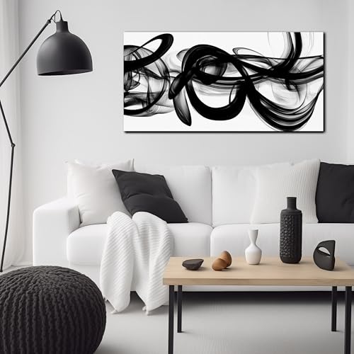 Black And White Abstract Canvas Wall Art For Bedroom Office Living Room - color: Black, size: 40"L x 20"W