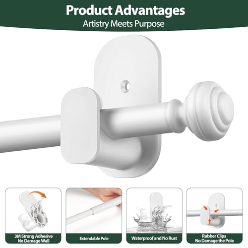 KAMANINA Curtain Rods No Drilling for Windows 16 to 30 Inches, White - color: White, size: 16-30"