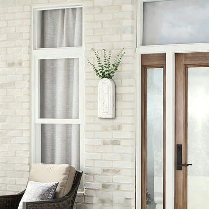 Handmade Wooden Wall Vases Set of 2 for Plants - color: Washed White