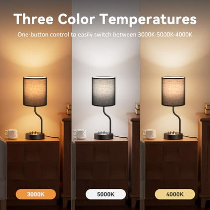 Fenmzee Bedside Lamps for Bedroom Set - 18" Black Table Lamp for Nightstand - color: Black