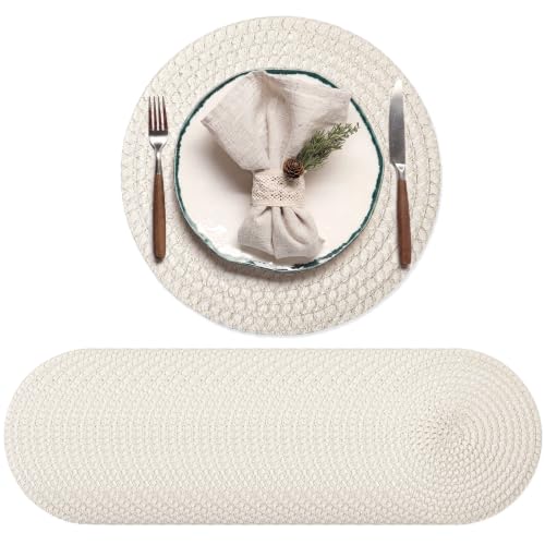 24 Pcs 13 in Round Woven Placemats Boho Charger,Beige,Natural - color: Beige, style: Natural