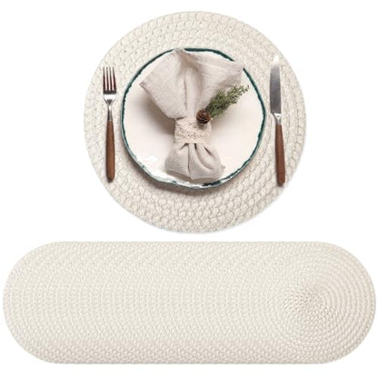24 Pcs 13 in Round Woven Placemats Boho Charger,Beige,Natural - color: Beige, style: Natural