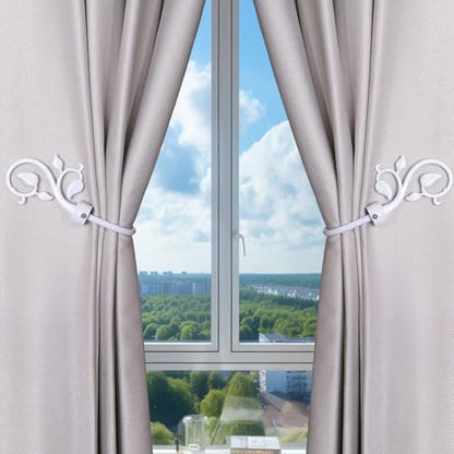 SUQ I OME Leaf Shaped Curtain Holdbacks, White - color: White