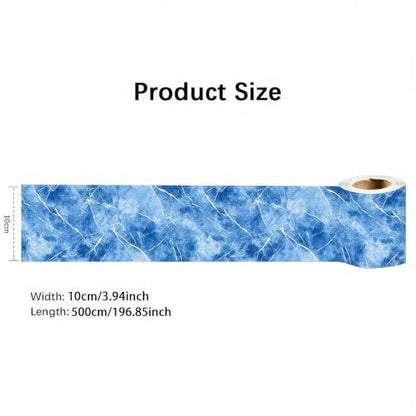 HOMETITUTE Peel and Stick Wallpaper Border 4x196in Blue Crystal Pattern - color: Blue crystal texture