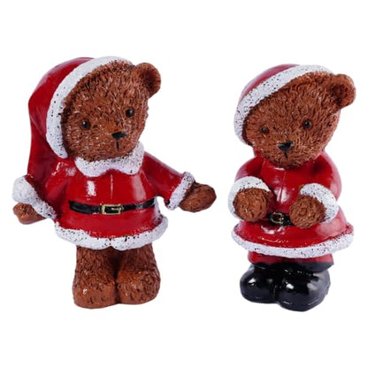 2-Piece Christmas Teddy Bear Figurines Christmas Decor Indoor