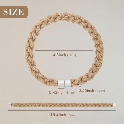 NICEEC 2 Pack Natural Jute Rope Curtain Tiebacks Elegant Boho Style Magnetic Drape Tie Backs Soft Hand-Woven Rope Curtain Holdbacks for Home & Office Drapery (Jute Rope-Thin) - color: Jute Rope-thin, size: 2 Pack