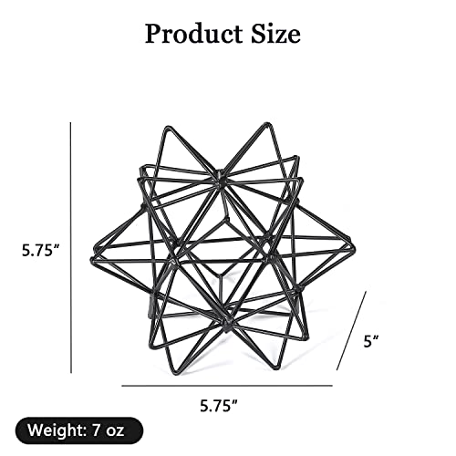 Metal Table Top Decor, 3D Metal Geometric Sculpture - color: Black