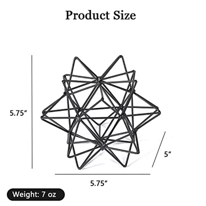 Metal Table Top Decor, 3D Metal Geometric Sculpture - color: Black