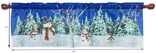 Holiday Winter Snowman Holiday Rod Pocket Valance 58 x 18 Inches - color: Snowman, size: 58"W x 18"L (Pack of 1)