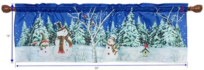 Holiday Winter Snowman Holiday Rod Pocket Valance 58 x 18 Inches - color: Snowman, size: 58"W x 18"L (Pack of 1)