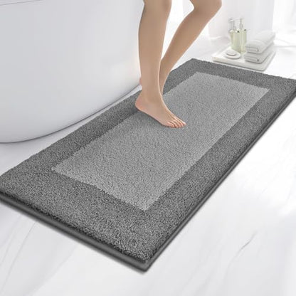 anllugs Bathroom Rugs, 24" x 60" Soft Bath Rugs, Grey & Dark Grey - color: Grey & Dark Grey, size: 24" X 60"