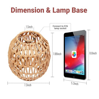 Maliralt Hanging Lamps Rattan Pendant Light Hanging Lights 16.4ft Plug in Cord Pendant Light Fixture Plug Into Wall Outlet Pendant Lighting with On Off Switch for Bedroom Living (Egg Shade) - size: 7.3Inch-Egg Shade