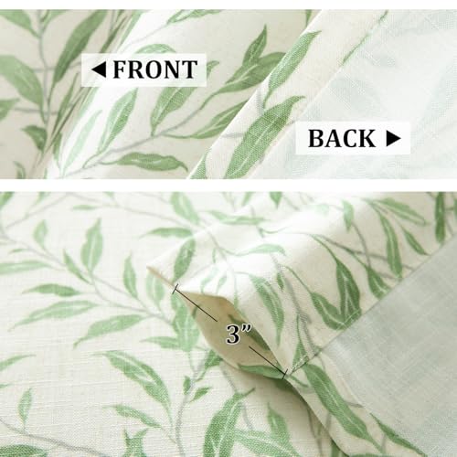 VOGOL Leaf Pattern Valance, Faux Linen Window Topper, 60x18, Green - color: Green, size: 60"W x 18"L (Pack of 1)