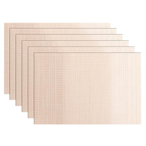 SHACOS Gradient Beige Woven Placemats Set of 6 Place Mats Indoor Outdoor - color: Gradient Beige, size: Set of 6